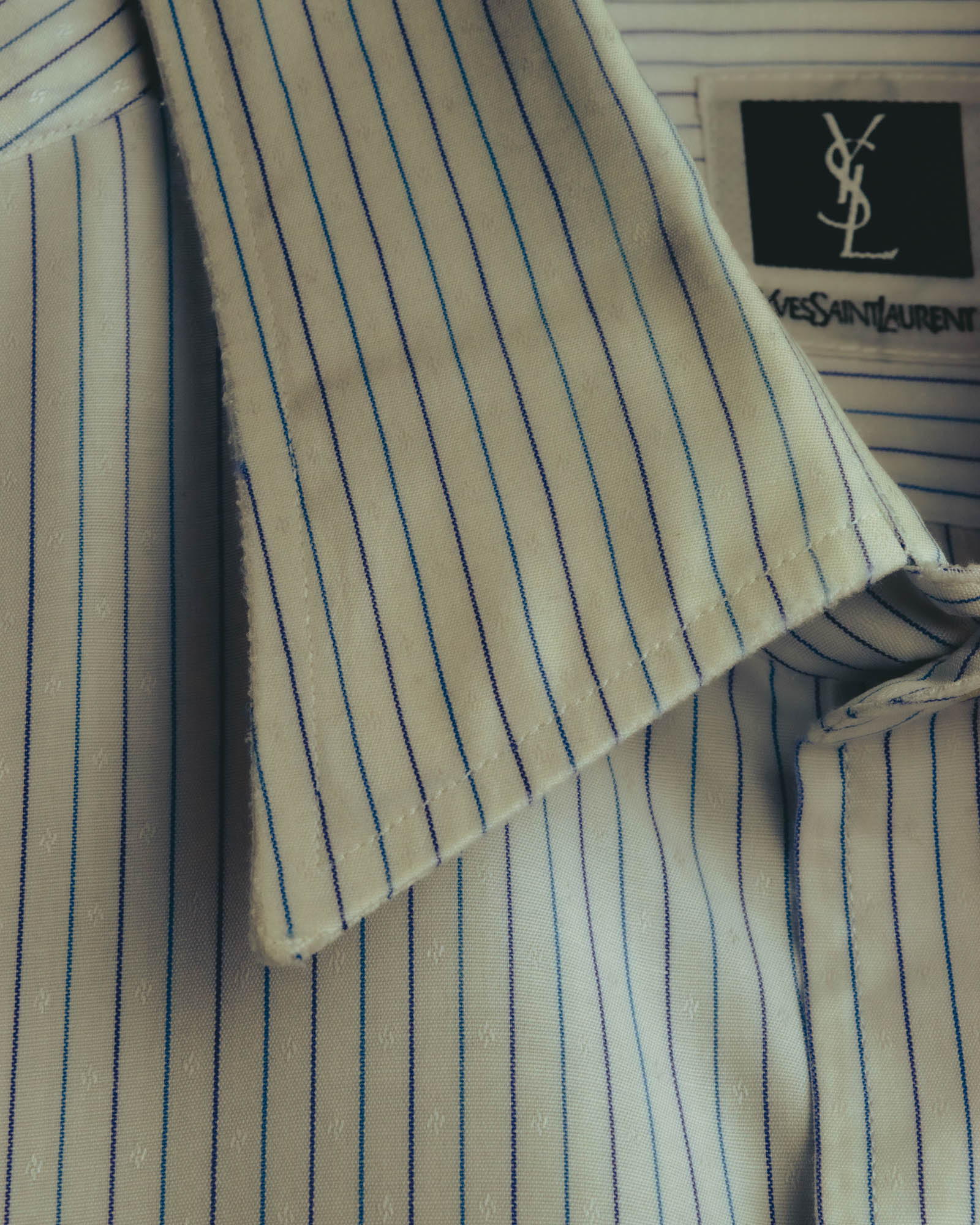 "Yves Saint Laurent" 80's-90's Striped monogram dress shirt