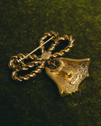 "Christian Dior" 80's-90's Gold tone ribbon tassel brooch