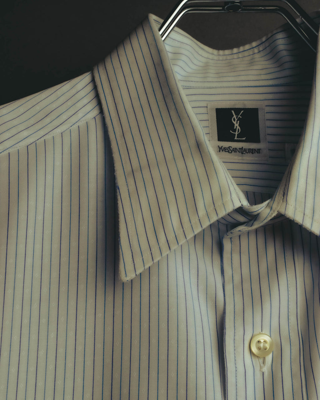 "Yves Saint Laurent" 80's-90's Striped monogram dress shirt