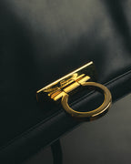 "Salvatore Ferragamo" 90's-00's Classic gancini leather shoulder bag