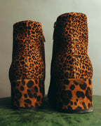 "Sergio Rossi" 2010's Leopard pattern leather ankle boots