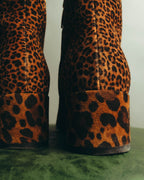 "Sergio Rossi" 2010's Leopard pattern leather ankle boots