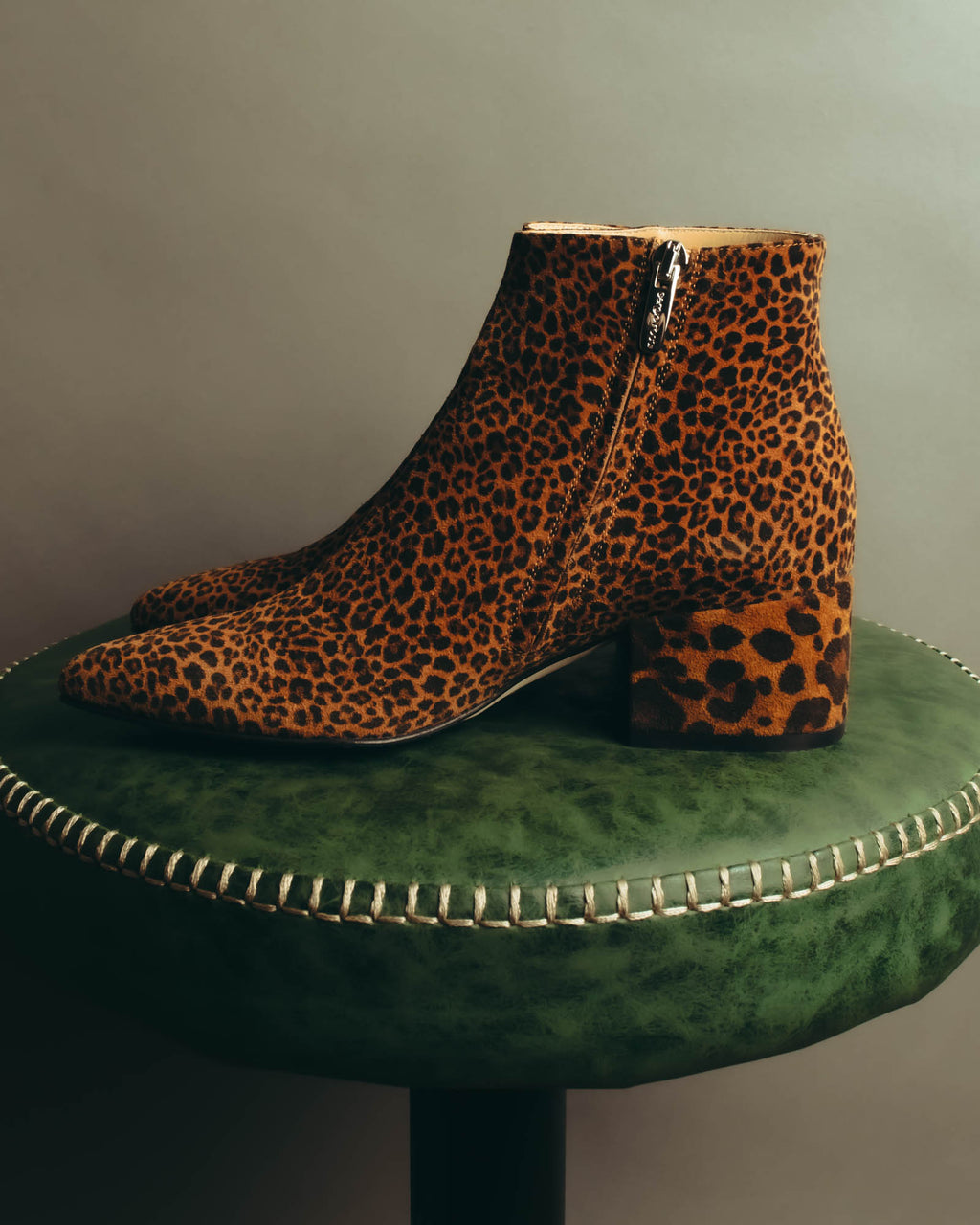 "Sergio Rossi" 2010's Leopard pattern leather ankle boots