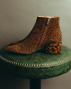 "Sergio Rossi" 2010's Leopard pattern leather ankle boots