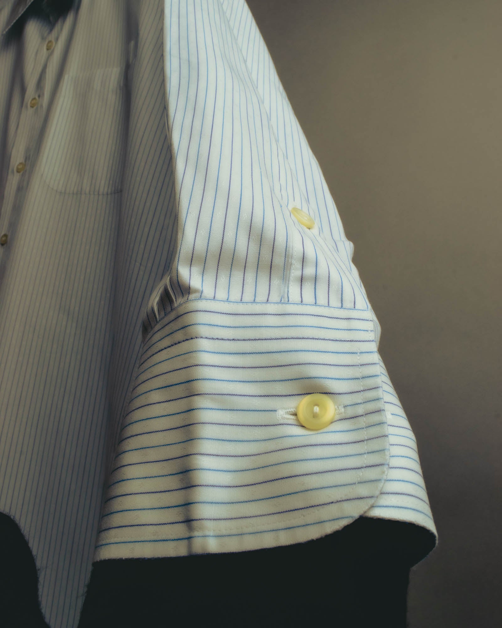 "Yves Saint Laurent" 80's-90's Striped monogram dress shirt