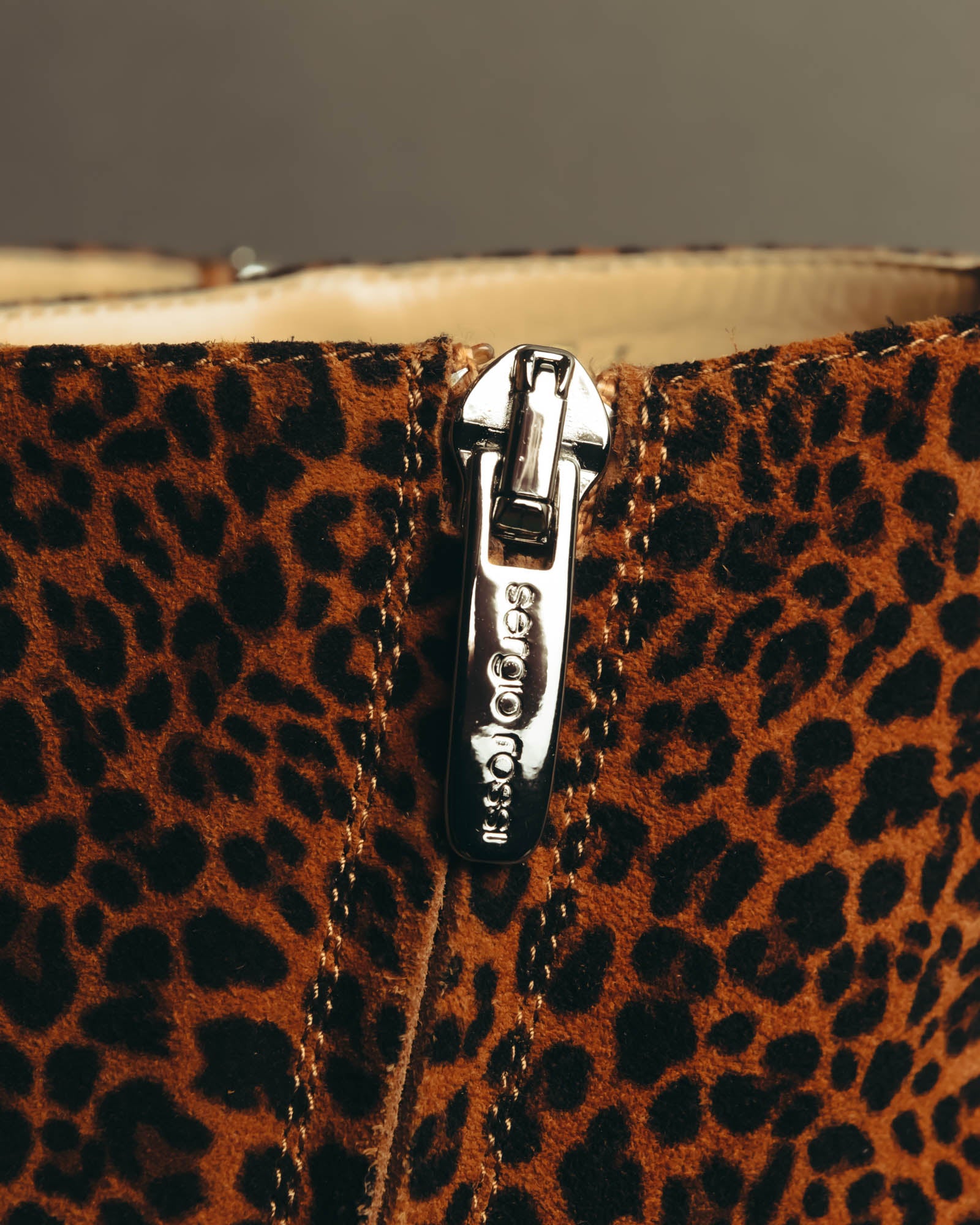 "Sergio Rossi" 2010's Leopard pattern leather ankle boots
