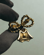 "Christian Dior" 80's-90's Gold tone ribbon tassel brooch