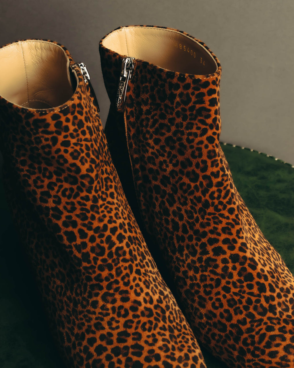 "Sergio Rossi" 2010's Leopard pattern leather ankle boots