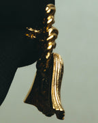 "Christian Dior" 80's-90's Gold tone ribbon tassel brooch