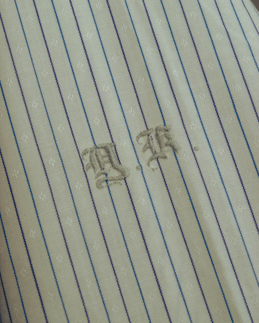 "Yves Saint Laurent" 80's-90's Striped monogram dress shirt