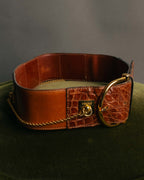 “CELINE“ 2019-22 Crocodile embossed statement belt