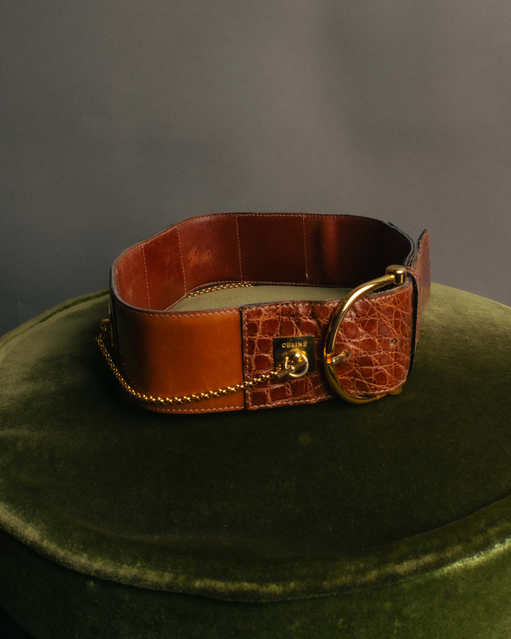 “CELINE“ 2019-22 Crocodile embossed statement belt