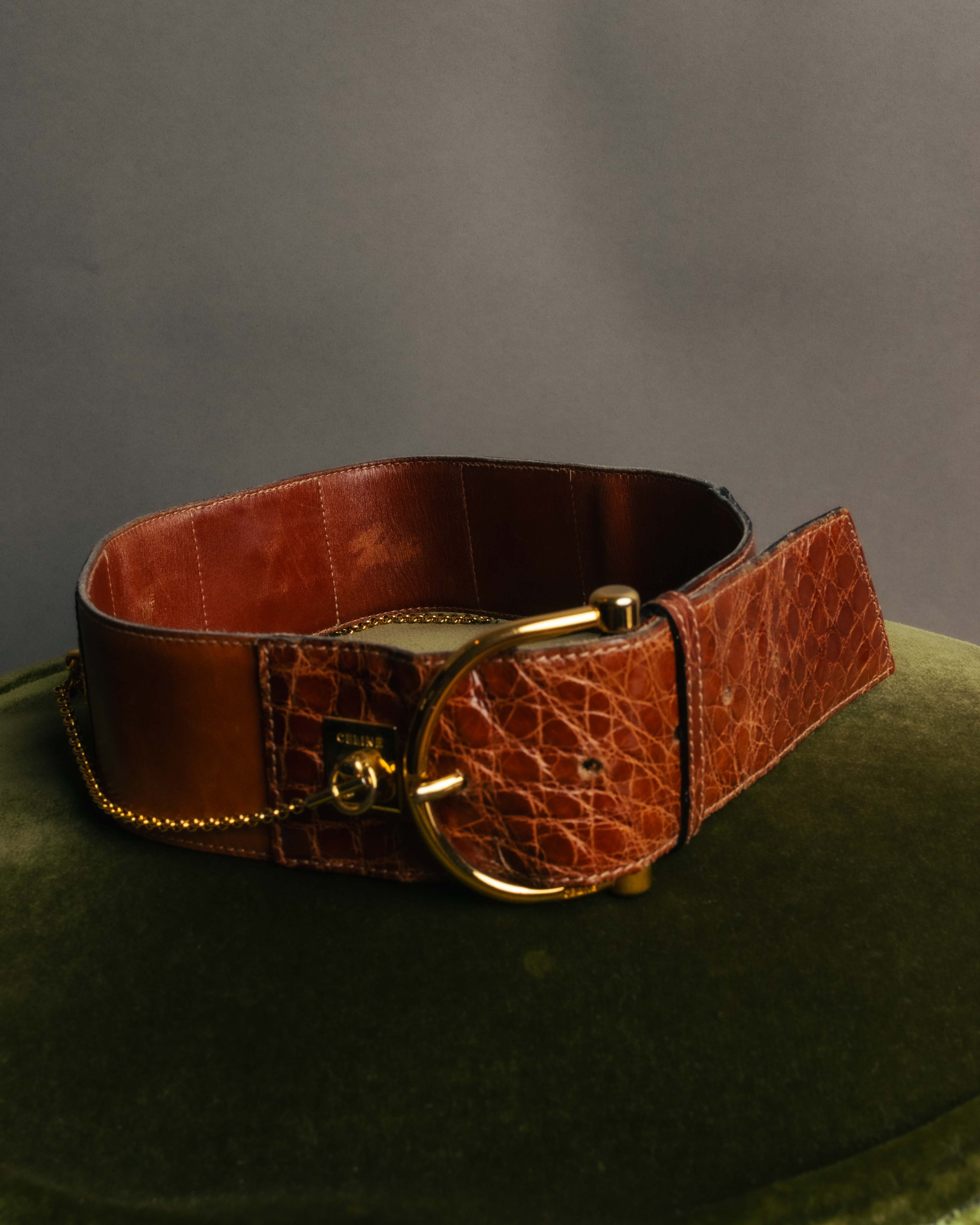 “CELINE“ 2019-22 Crocodile embossed statement belt