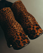 "Sergio Rossi" 2010's Leopard pattern leather ankle boots