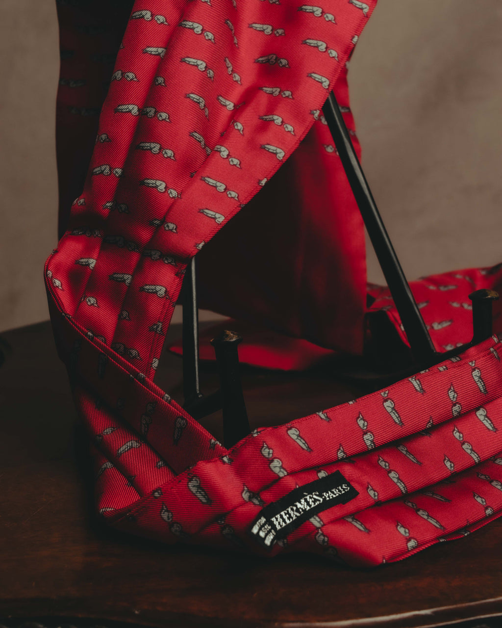 "Hermès" 80's-90's Patterned silk scarf tie