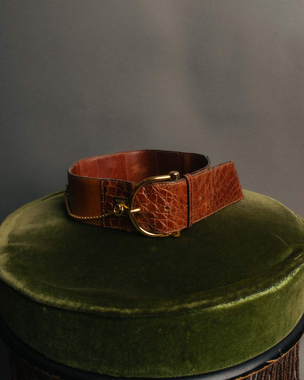 “CELINE“ 2019-22 Crocodile embossed statement belt