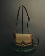 "CELINE" 70's-80's Macadam horsebit shoulder bag
