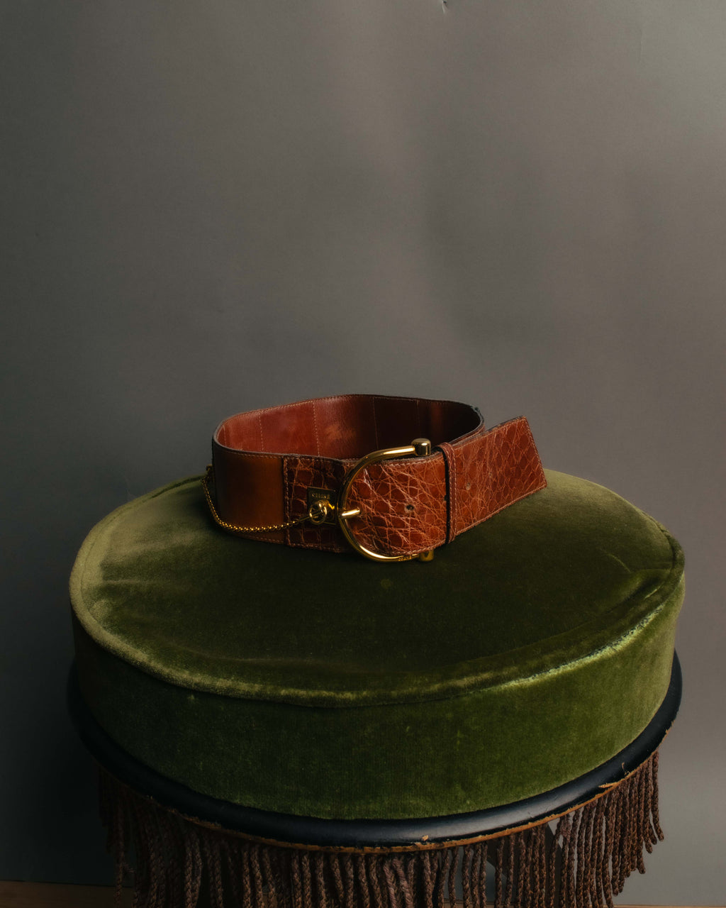 “CELINE“ 2019-22 Crocodile embossed statement belt