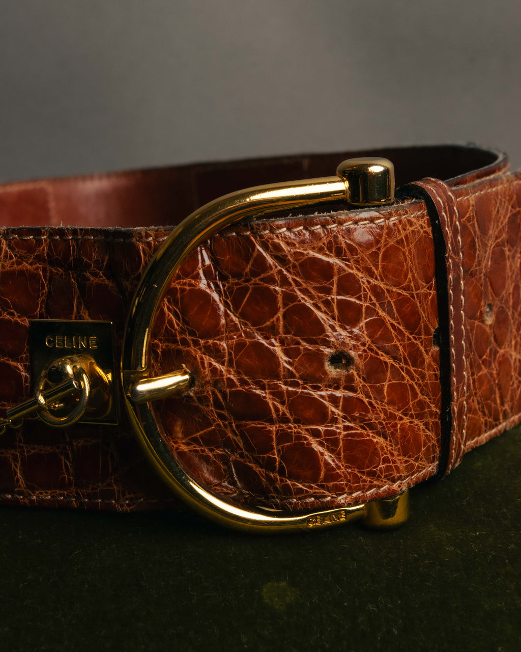 “CELINE“ 2019-22 Crocodile embossed statement belt