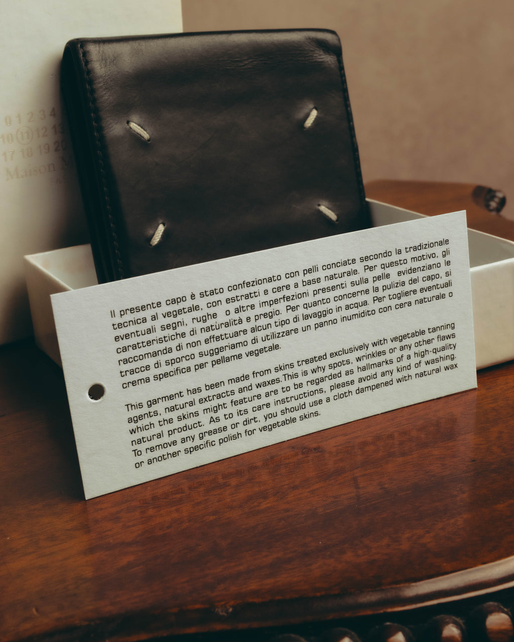 "Maison Margiela" 2020's Sleek black leather bifold wallet