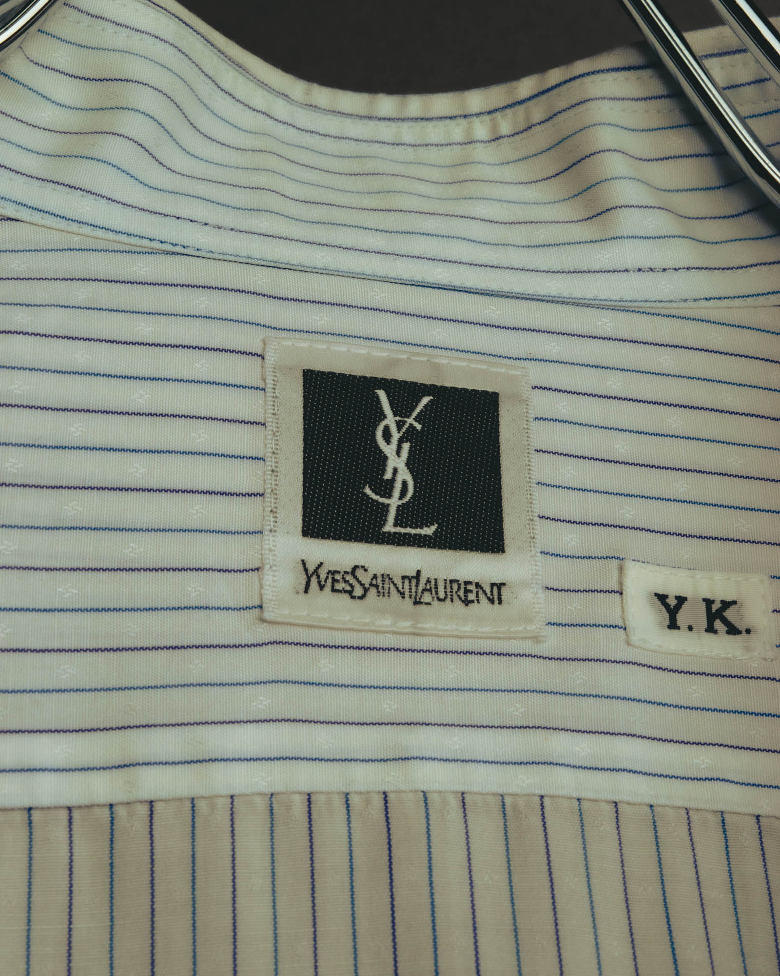 "Yves Saint Laurent" 80's-90's Striped monogram dress shirt