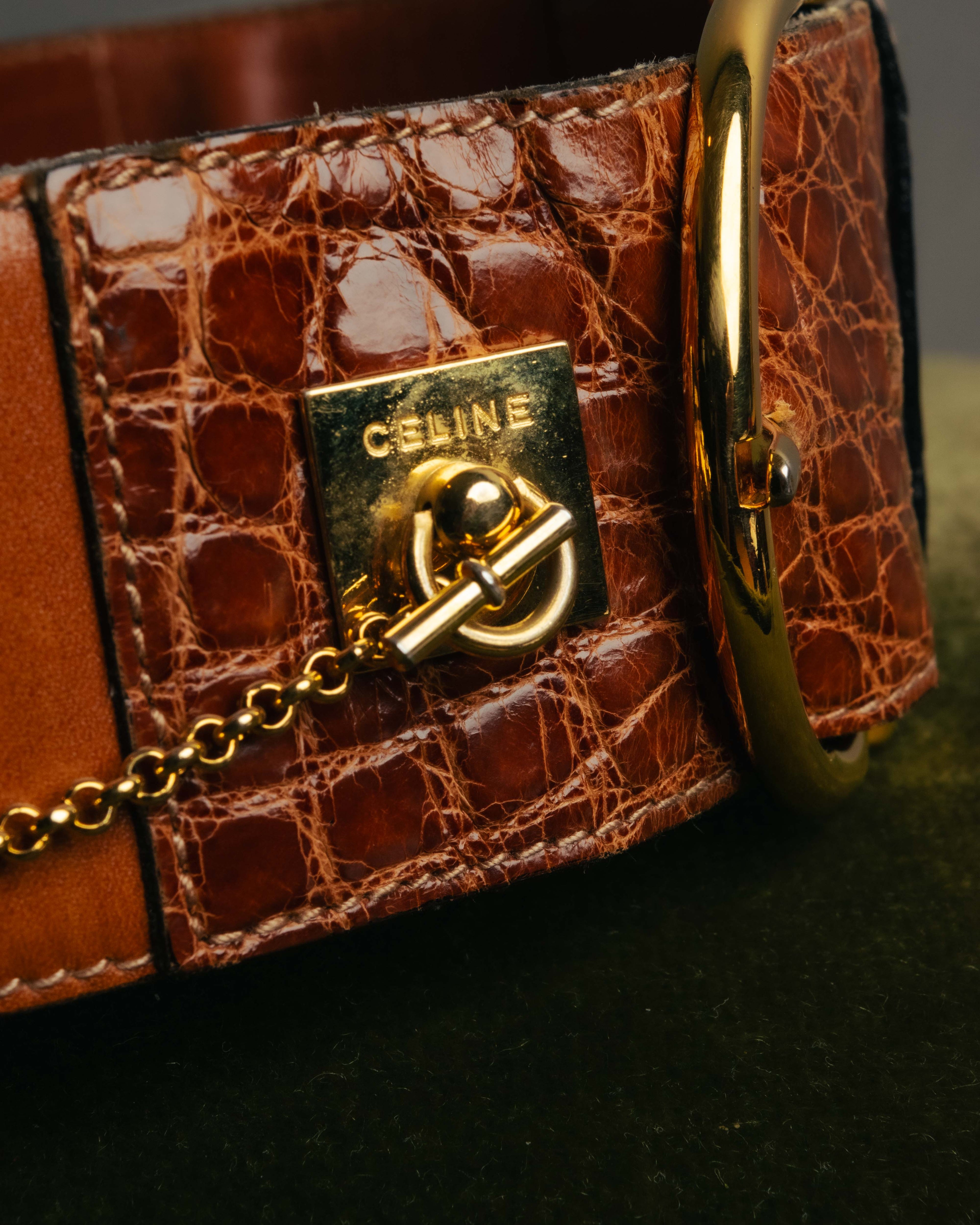 “CELINE“ 2019-22 Crocodile embossed statement belt
