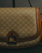 "CELINE" 70's-80's Macadam horsebit shoulder bag