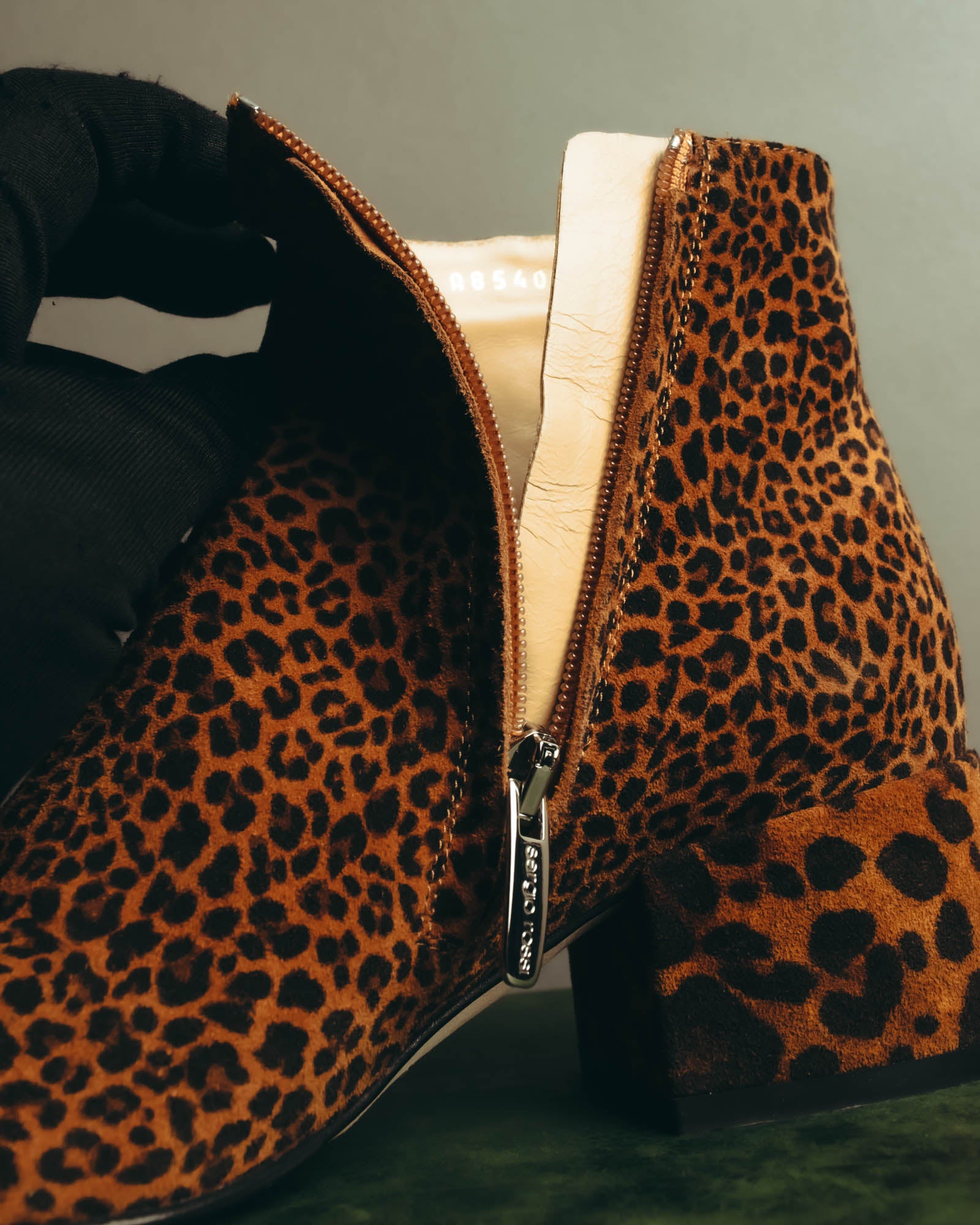 "Sergio Rossi" 2010's Leopard pattern leather ankle boots