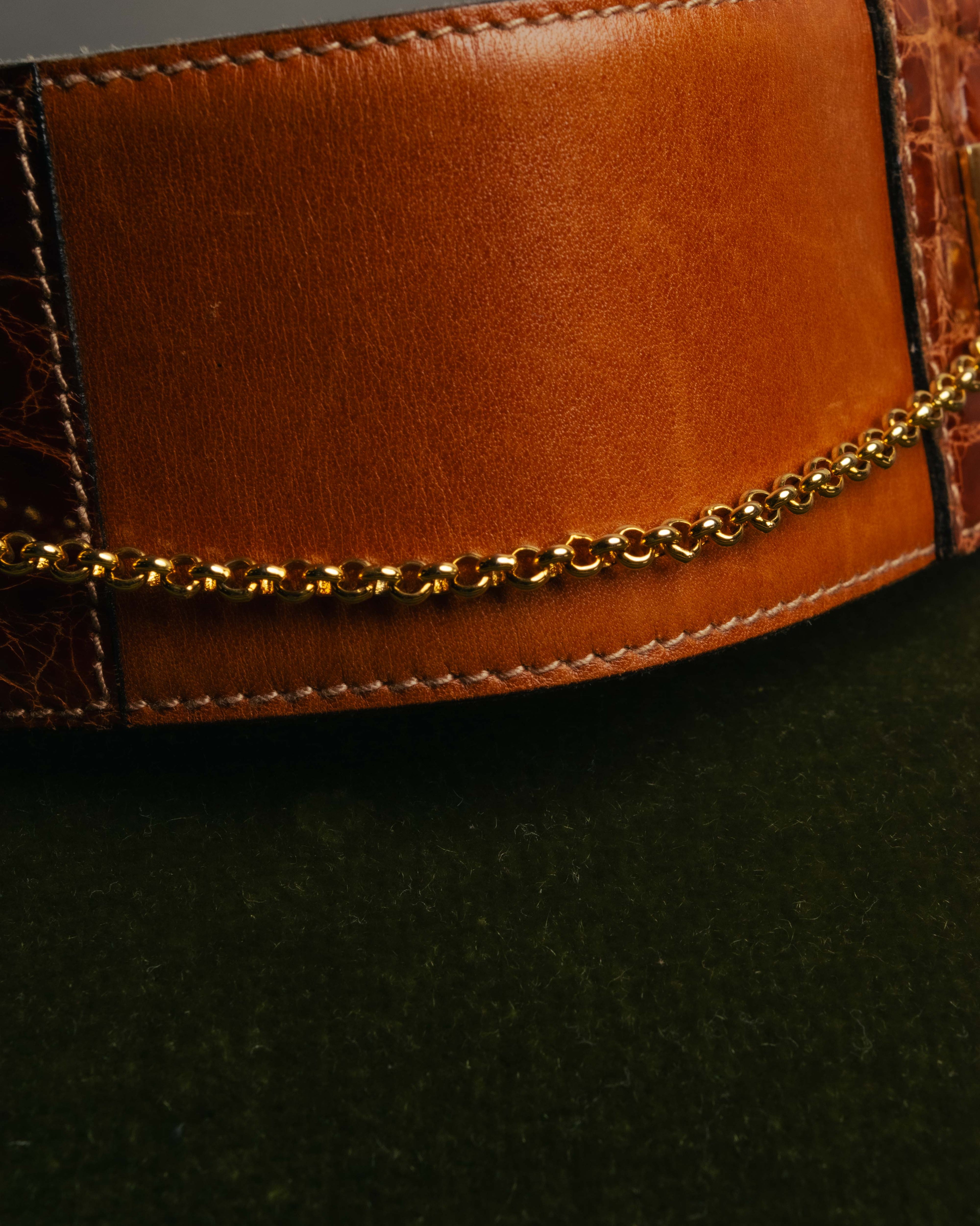 “CELINE“ 2019-22 Crocodile embossed statement belt