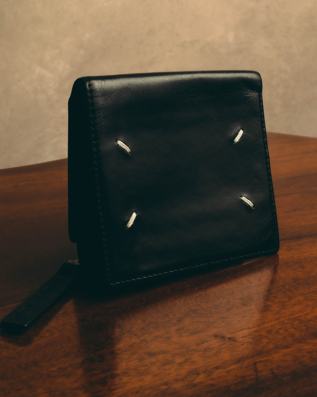 "Maison Margiela" 2020's Sleek black leather bifold wallet