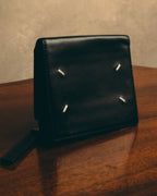 "Maison Margiela" 2020's Sleek black leather bifold wallet