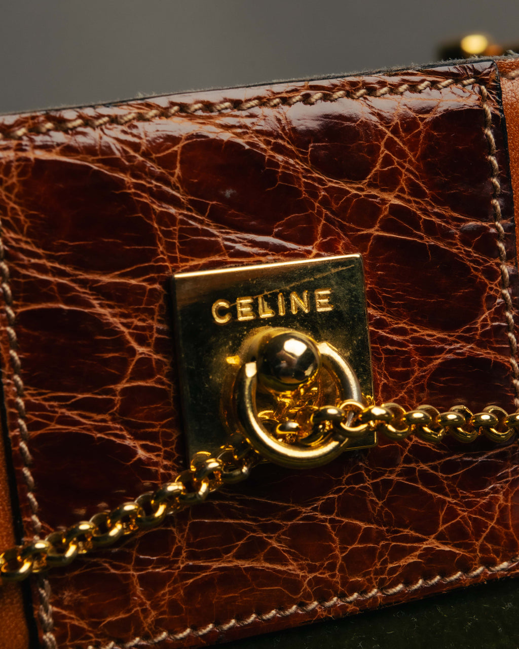 “CELINE“ 2019-22 Crocodile embossed statement belt