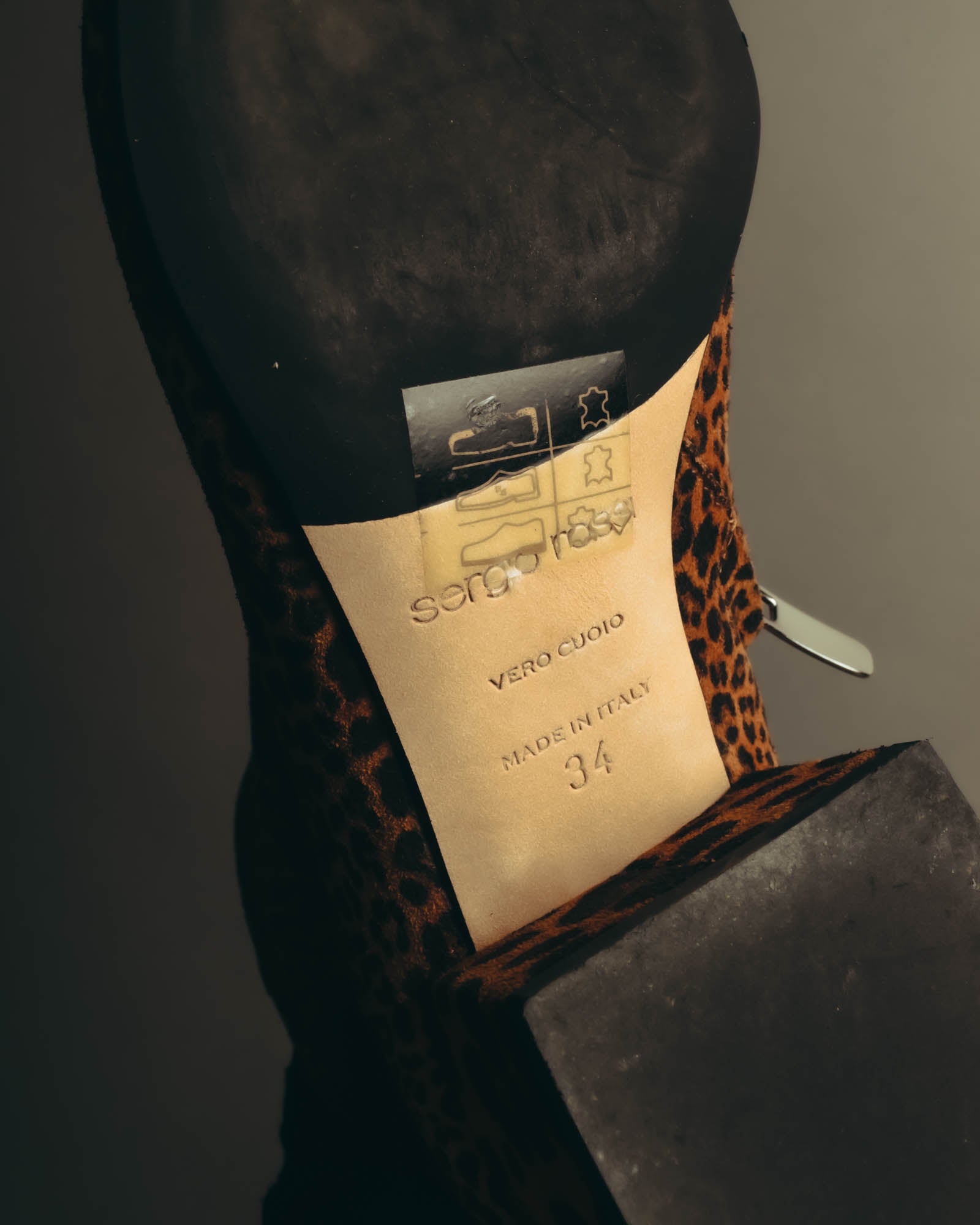 "Sergio Rossi" 2010's Leopard pattern leather ankle boots