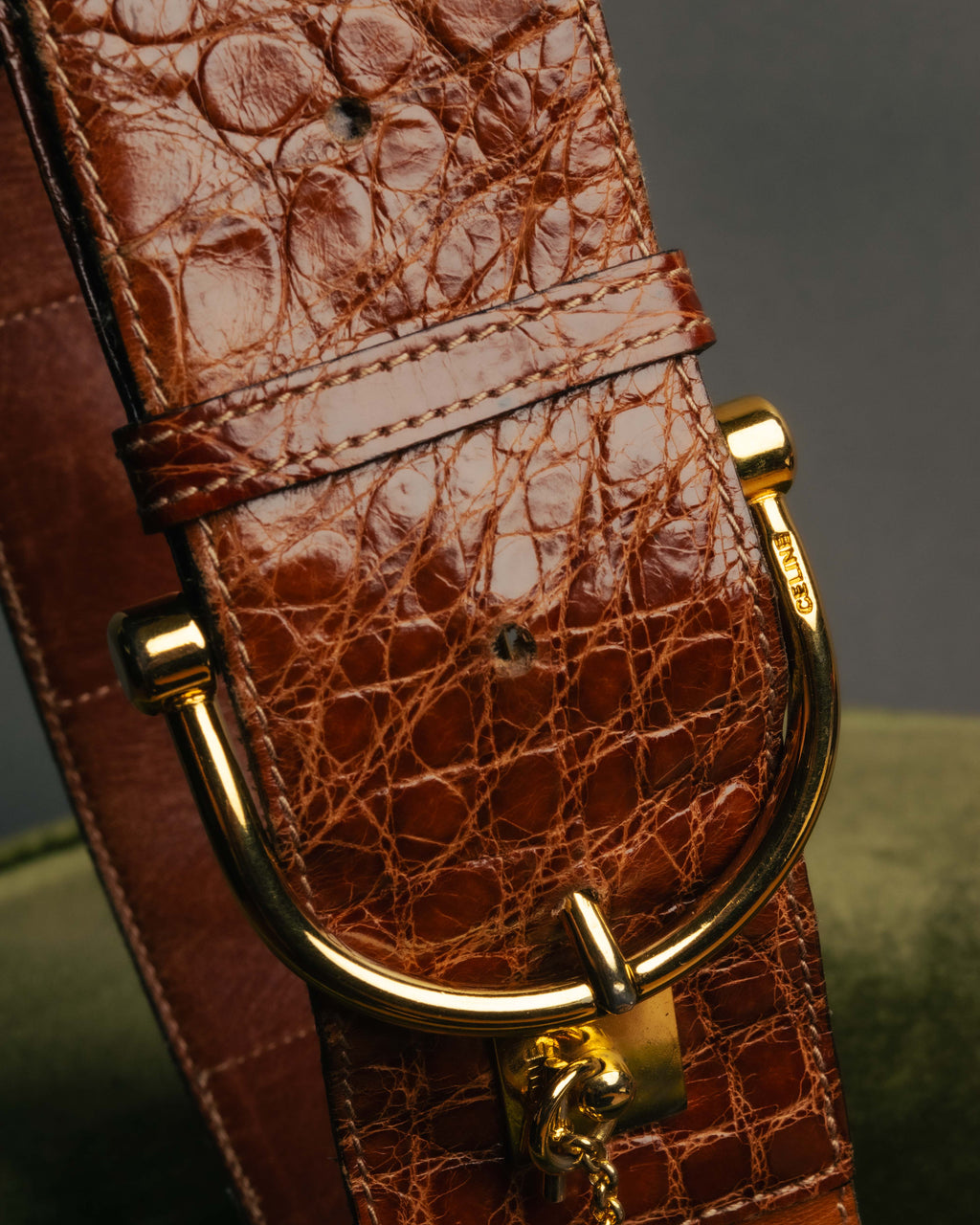 “CELINE“ 2019-22 Crocodile embossed statement belt