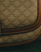"CELINE" 70's-80's Macadam horsebit shoulder bag