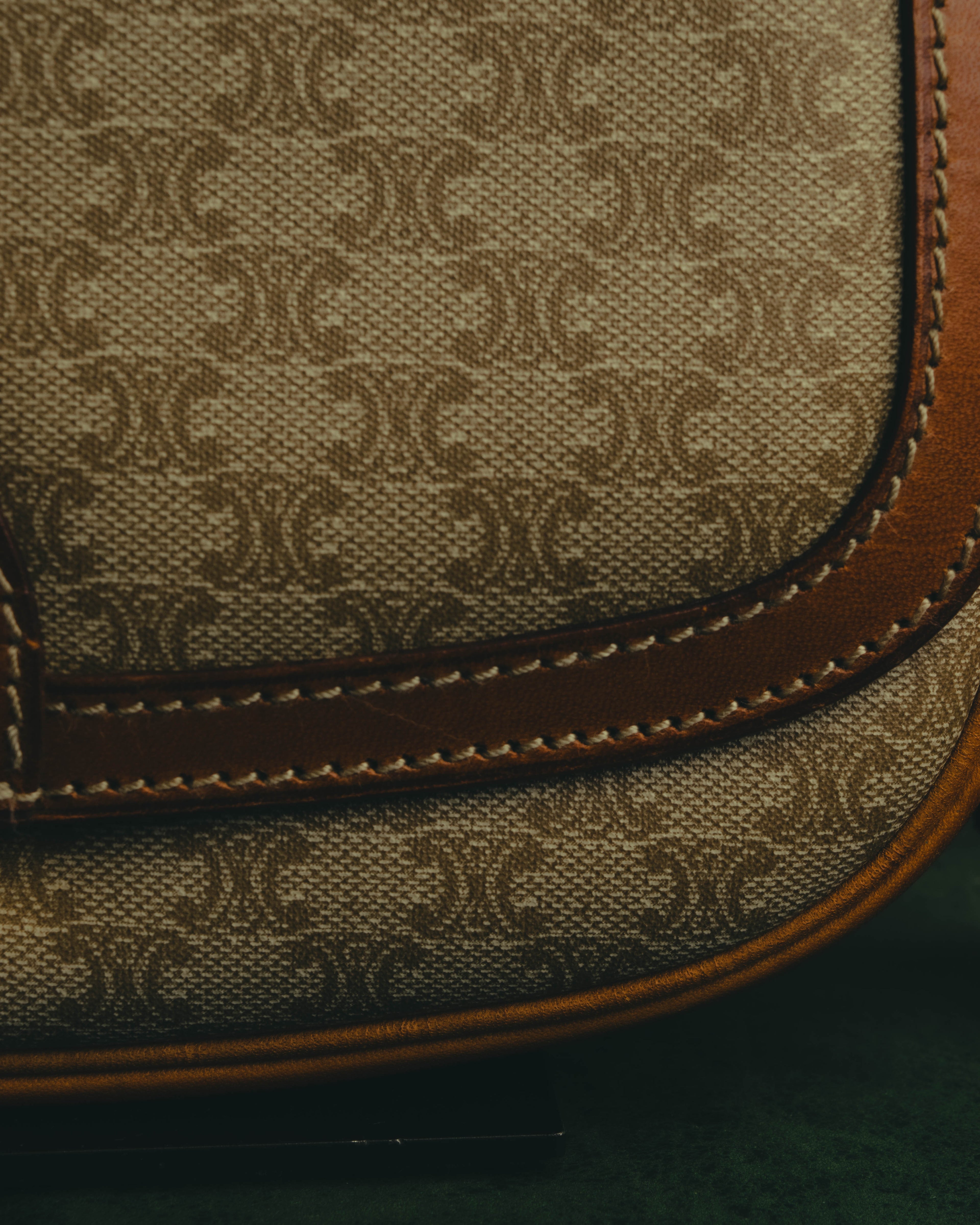 "CELINE" 70's-80's Macadam horsebit shoulder bag