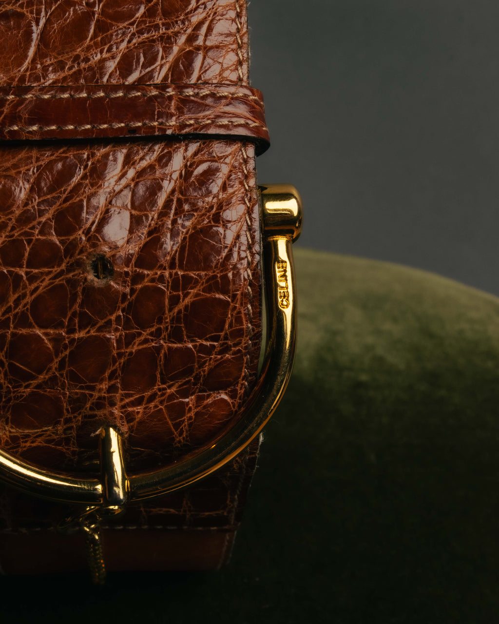 “CELINE“ 2019-22 Crocodile embossed statement belt