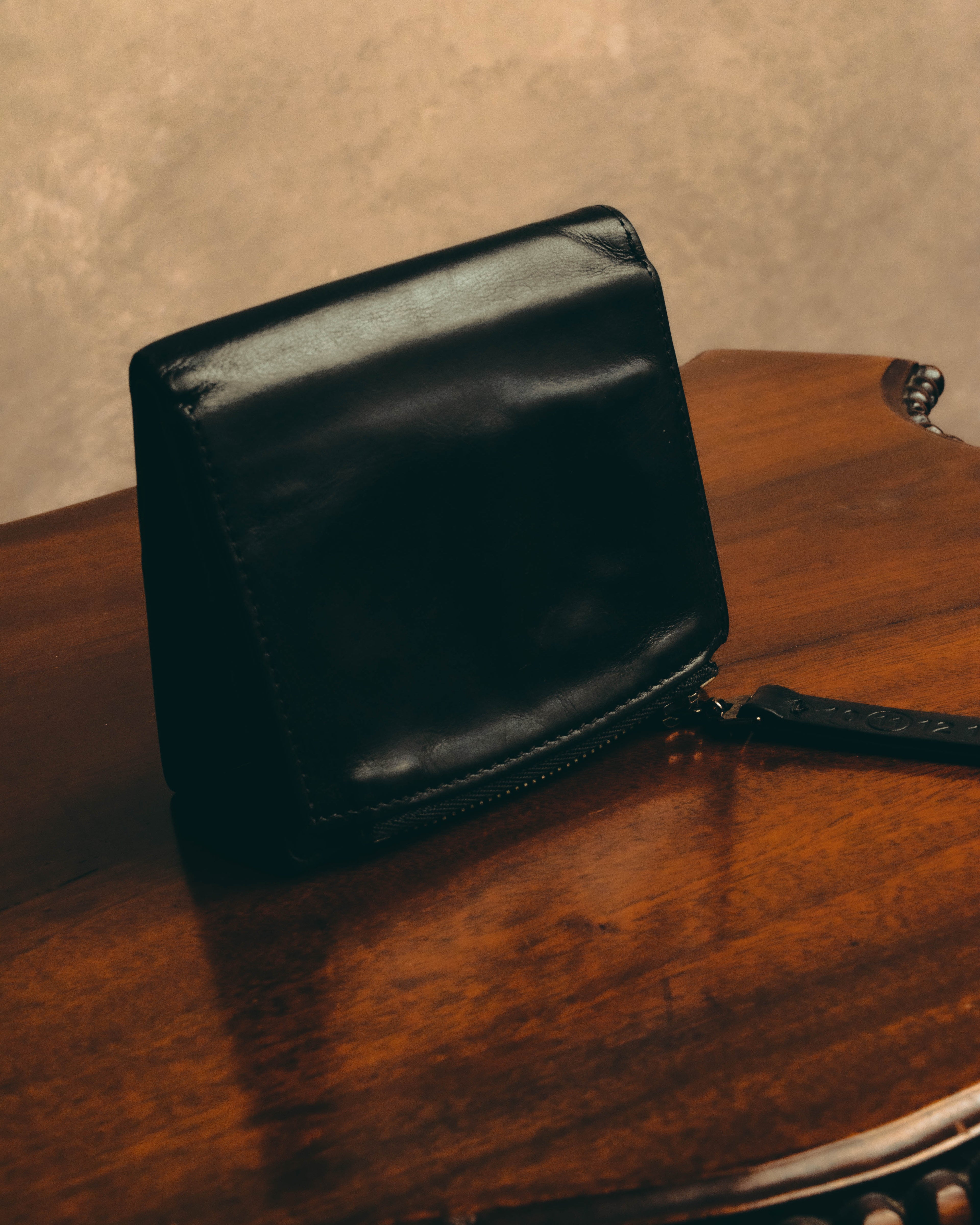 "Maison Margiela" 2020's Sleek black leather bifold wallet