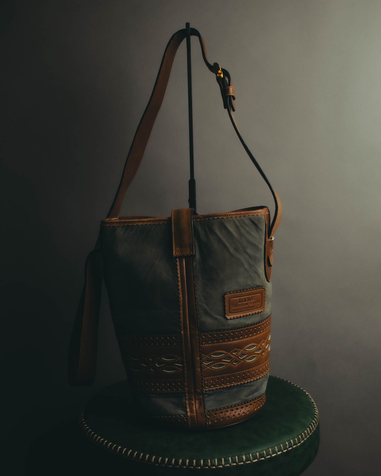 "LOEWE" 90's Decorative suede leather bucket bag