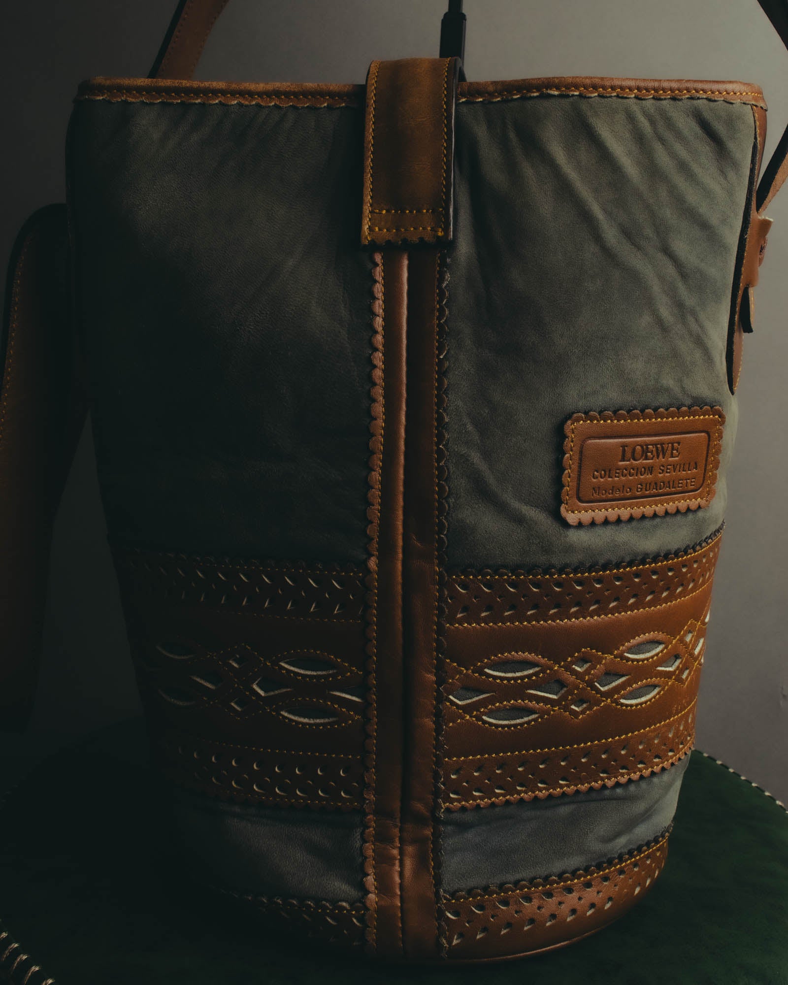 "LOEWE" 90's Decorative suede leather bucket bag