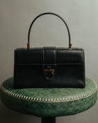 "Salvatore Ferragamo" 90's-00's Structured leather top handle handbag