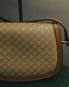 "CELINE" 70's-80's Macadam horsebit shoulder bag