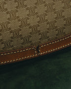 "CELINE" 70's-80's Macadam horsebit shoulder bag