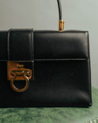 "Salvatore Ferragamo" 90's-00's Structured leather top handle handbag