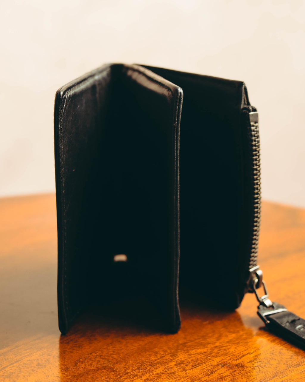 "Maison Margiela" 2020's Sleek black leather bifold wallet