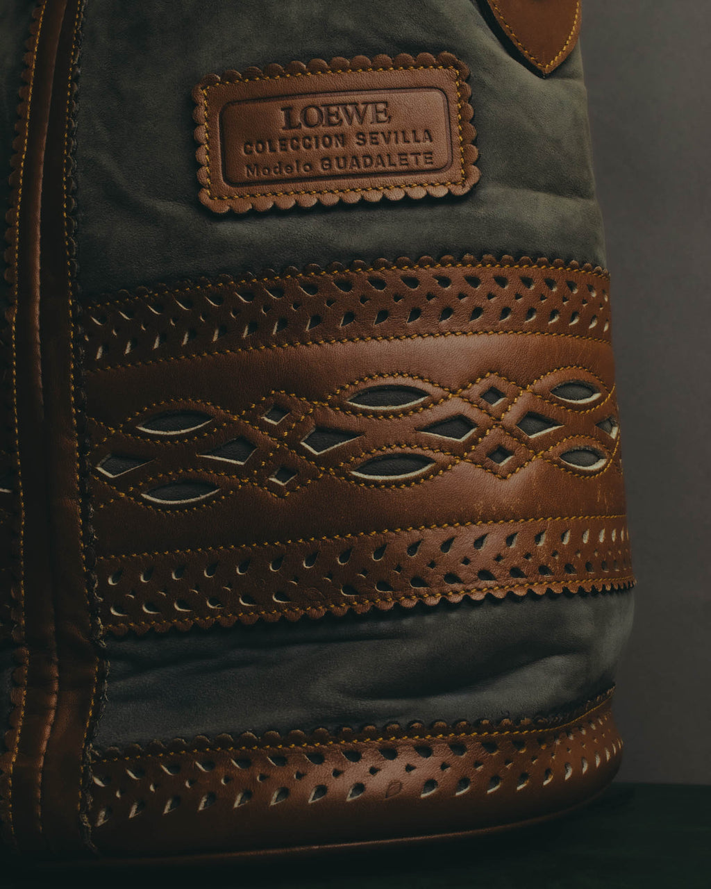 "LOEWE" 90's Decorative suede leather bucket bag