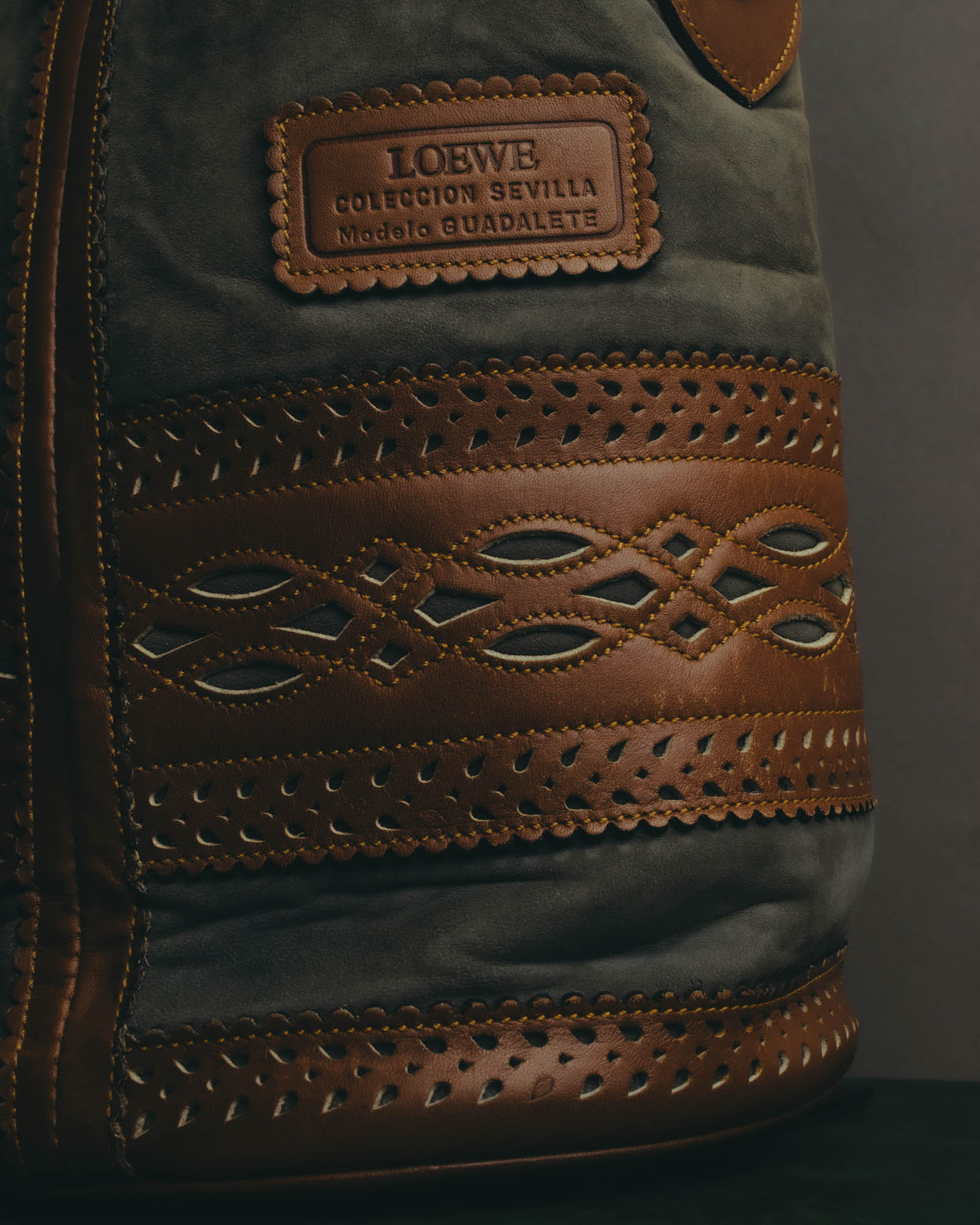 "LOEWE" 90's Decorative suede leather bucket bag