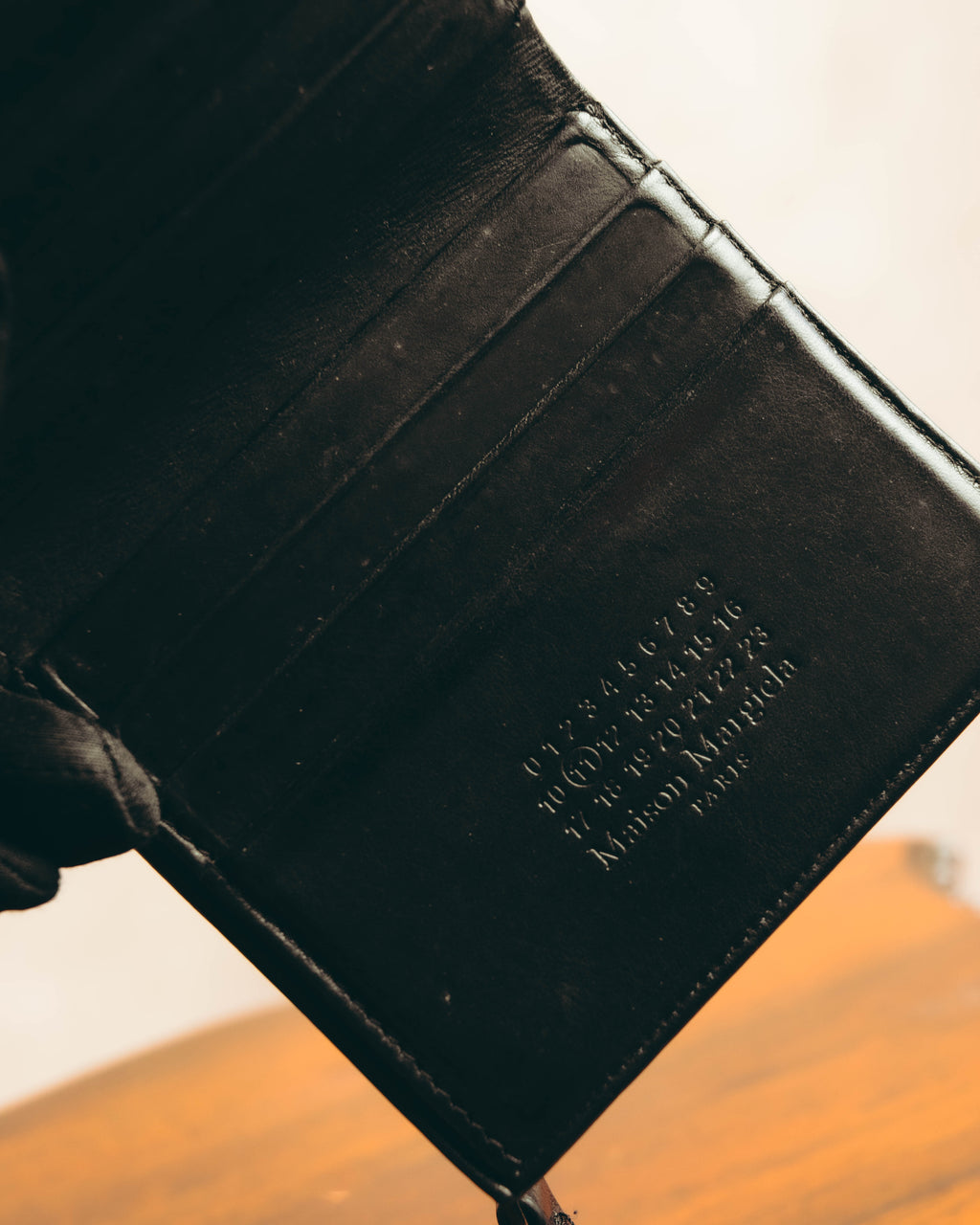 "Maison Margiela" 2020's Sleek black leather bifold wallet