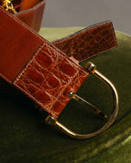 “CELINE“ 2019-22 Crocodile embossed statement belt