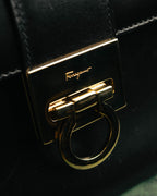 "Salvatore Ferragamo" 90's-00's Structured leather top handle handbag